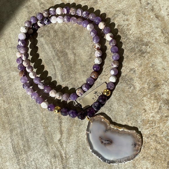 Barse Amethyst and Agate Necklace - Picture 6 of 7